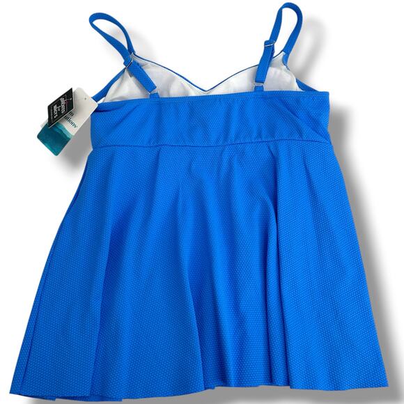 NEW Swim Solutions Blue Textued Tankini Top Size 10 A-Line Flowey Swimsuit beach - Picture 8 of 10